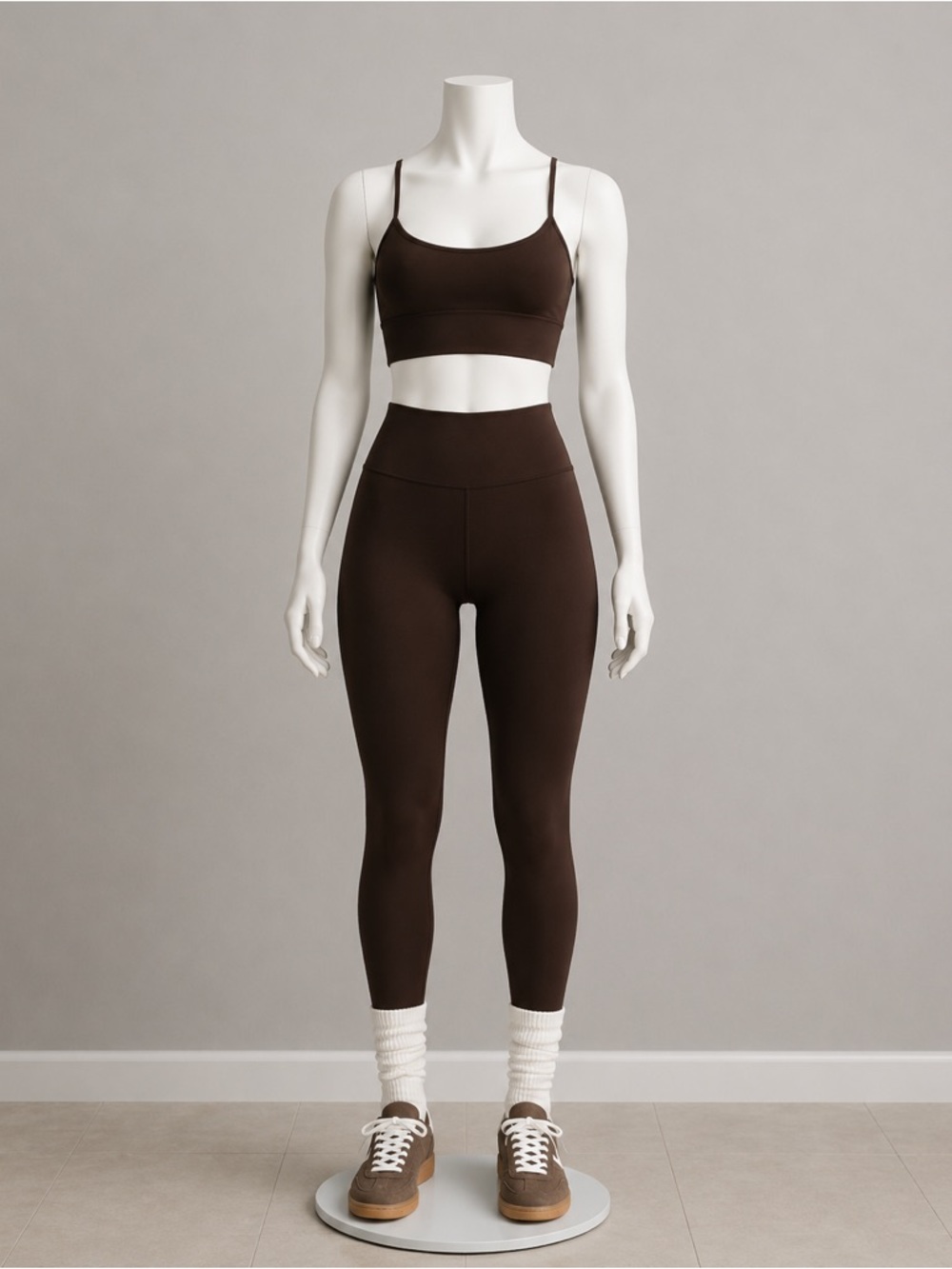 Prozis Brown Seamless Sports Bra and High-Waist Leggings Set
